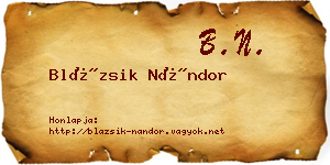 Blázsik Nándor névjegykártya